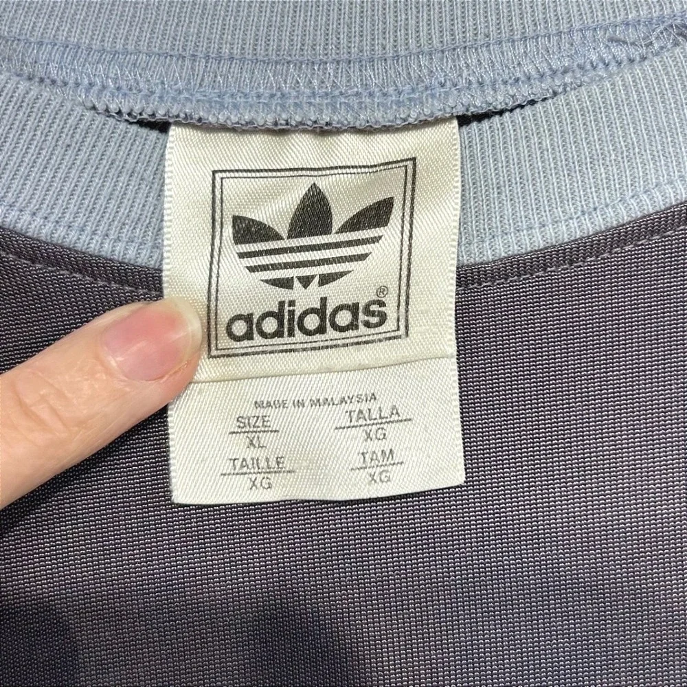 Vintage Adidas Blokecore Raglan Ringer Shirt XL Retro Sport Streetwear Grey Blue